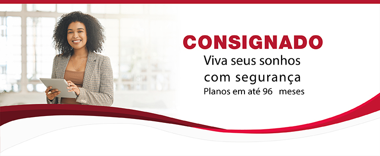 Banner decorativo consignado, planos em até 96 meses, viva seus sonhos com segurança